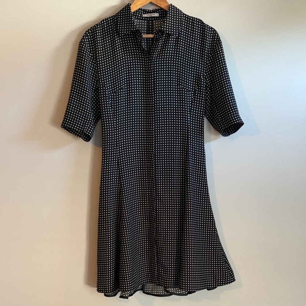 MM Lafleur Black and White Button-Up Midi Dress